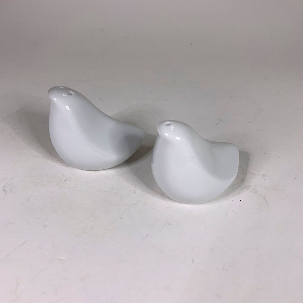 White Porcelain Bird Salt Pepper Shakers Weddingstar Sleek Modern Novelty